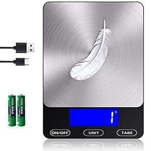 Food Scale -33lb Digital Kitchen Scale for Food Ounces Grams Rechargeable 304 Stainless Steel,Batteries and Type-C Charging | Perfect for Meal Prep, Cooking, and Baking, Black