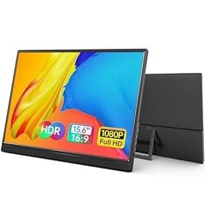 Yxk Portable Monitor 15.6 Inch 1080P USB-C HDMI Ultra-Slim Travel Monitor with Kickstand, for Laptop, PC, Mac Phone, PS, Xbox, Swich IPS Ultra-Thin Zero Frame Gaming Monitor