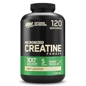 Optimum Nutrition Micronized Creatine Monohydrate Powder, Unflavored, 120 Servings, 600 Grams (Packaging May Vary)