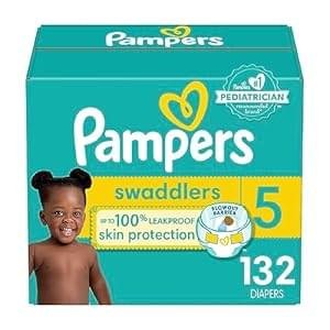 Pampers Baby Diapers – Swaddlers – Size 5, 132 Count, Ultra Absorbent Disposable Infant Diaper